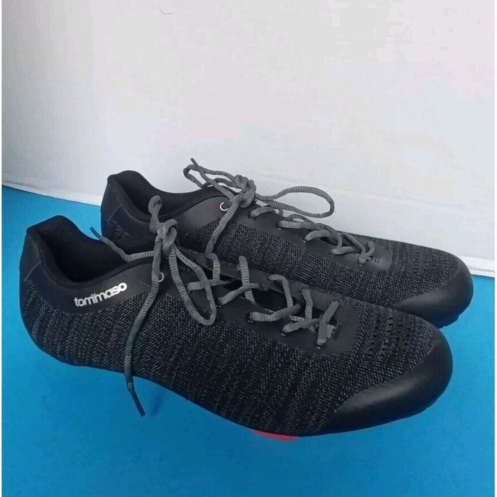 Tommaso Cycling‎ Shoes Black Knit Breathable Athletic Bike Cleats